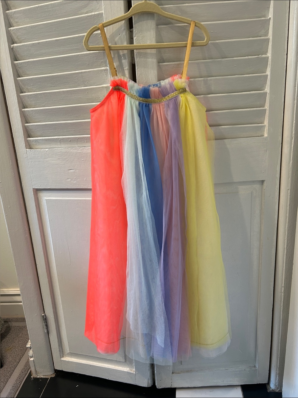 Meri Meri Rainbow Tulle Dress with Gold Straps